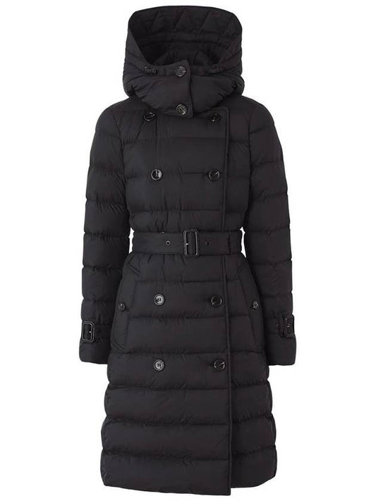 Women's Double Breasted Hooded Padded Black - BURBERRY - BALAAN 2