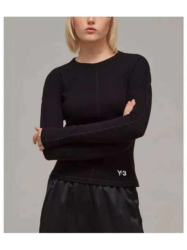 Y 3 Women s Fitted Long Sleeve Tee Black LS - Y-3 - BALAAN 1