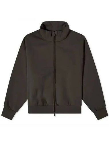 Fleece Full Zip Up Jacket Off Black - FEAR OF GOD ESSENTIALS - BALAAN 1