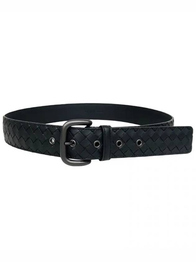 Men's Intrecciato Weaving Leather Belt Black - BOTTEGA VENETA - BALAAN 4