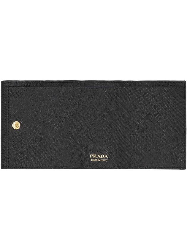 Women's Triangle Logo Saffiano Compact Half Wallet Black - PRADA - BALAAN 5