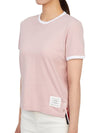 Women's Melange Jersey Ringer Short Sleeve T-Shirt Light Pink - THOM BROWNE - BALAAN 5