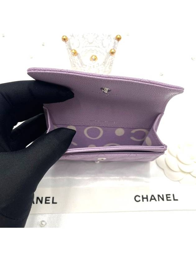 CC Logo Classic Caviar Card Wallet Purple - CHANEL - BALAAN 9