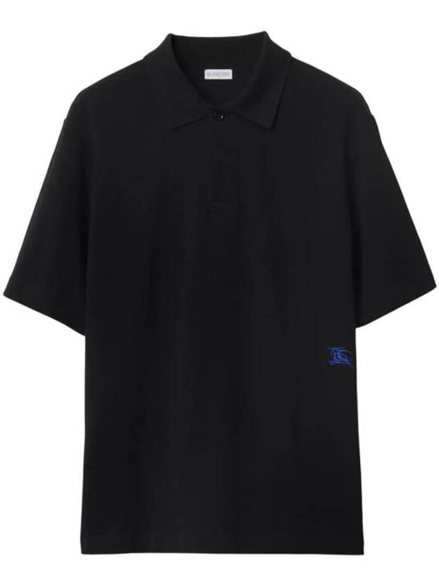 Equestrian Knight Cotton Polo Shirt Black - BURBERRY - BALAAN 2