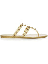 Rockstud Rubber Flat Thong Slippers Gold - VALENTINO - BALAAN 3