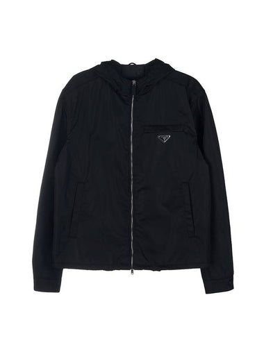 Re-Nylon Hooded Blouson Jacket Black - PRADA - BALAAN 1