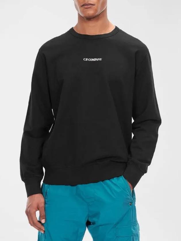 Logo Crew Neck Sweatshirt Black - CP COMPANY - BALAAN.