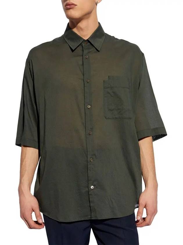 Cotton Short Sleeve Shirt Grey - LEMAIRE - BALAAN 4