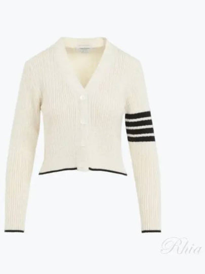 4 Bar Cable Wool Crop Cardigan Ivory - THOM BROWNE - BALAAN 2