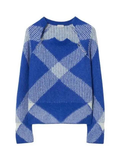 Women's Check Alpaca Wool Blend Knit Top Night - BURBERRY - BALAAN 2