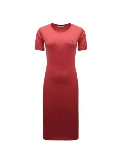 Women's ORB Knit Blend Short Dress Coral Red - VIVIENNE WESTWOOD - BALAAN 2