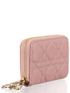 Lady Voyageur Cannage Lambskin Small Coin Wallet Melocoton Pink - DIOR - BALAAN 3