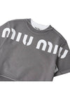 Print Cropped Short Sleeve T-Shirt Grey - MIU MIU - BALAAN 7