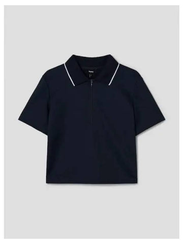 Women s Pique Tennis Polo T shirt Zip up Nocturne Navy Domestic Product - THEORY - BALAAN 1