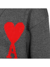 Big Heart Logo Wool Cardigan Grey - AMI - BALAAN 5