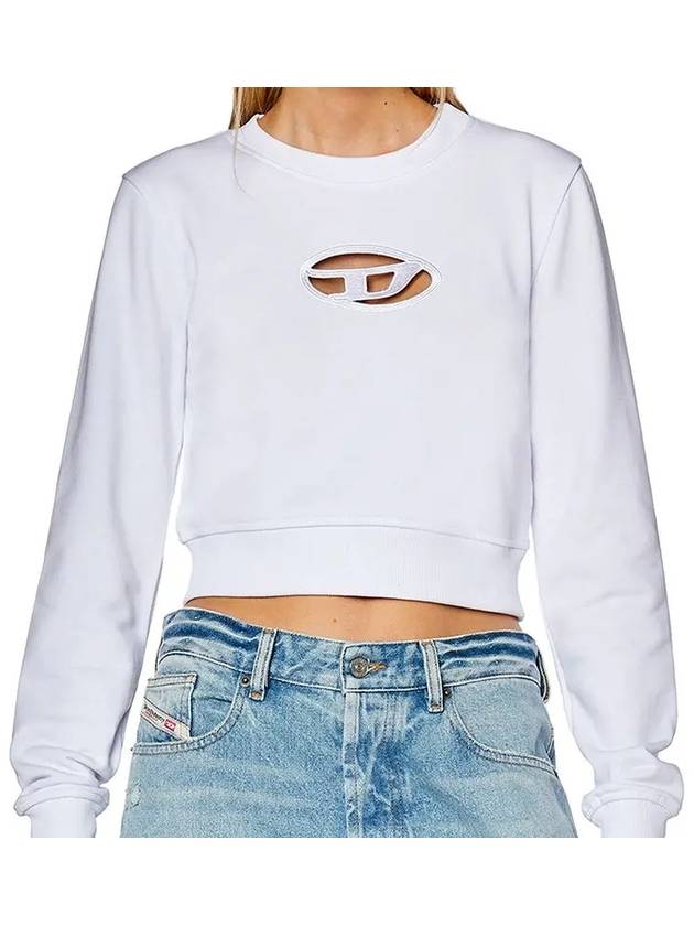 F Slimmy Cutout Logo Crop Sweatshirt White - DIESEL - BALAAN 3