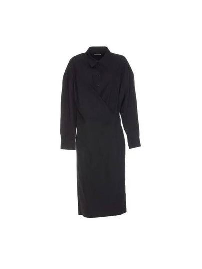 Straight Collar Twisted Long Dress Black - LEMAIRE - BALAAN 2