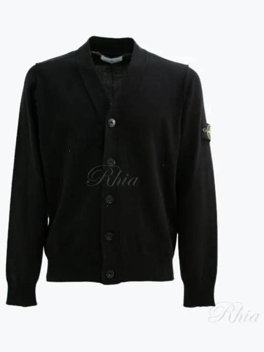 Logo Patch Cardigan Black - STONE ISLAND - BALAAN 2