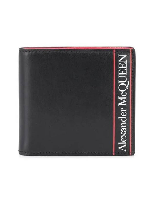 Men's Logo Printed Leather Half Wallet Black - ALEXANDER MCQUEEN - BALAAN 2