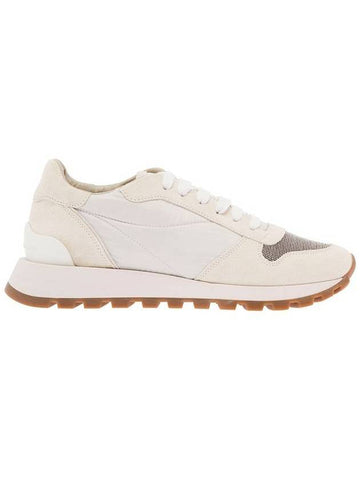 Suede Nylon Low Top Sneakers White - BRUNELLO CUCINELLI - BALAAN 1