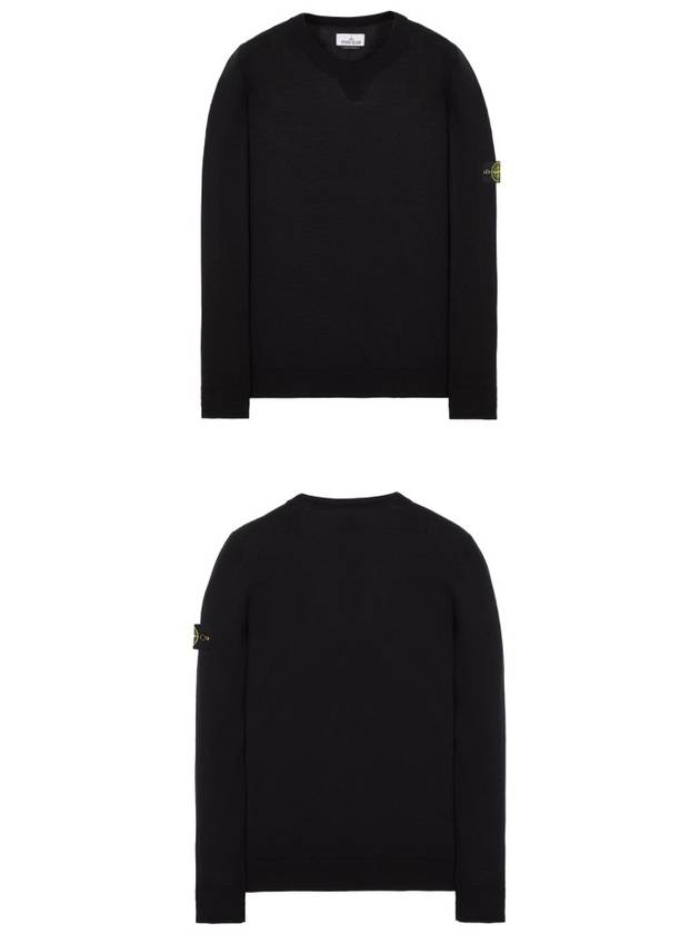 Logo Patch Round Neck Knit Top Black - STONE ISLAND - BALAAN 6