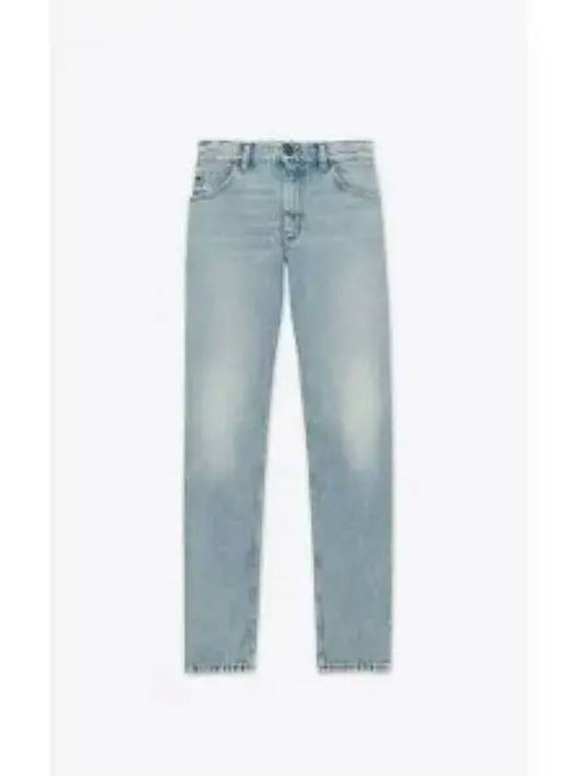 Denim Cotton Straight Jeans Blue - SAINT LAURENT - BALAAN 2