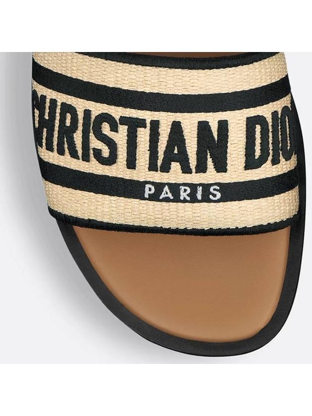 Dway Embroidered Cotton Raffia Slippers Natural Black - DIOR - BALAAN 4