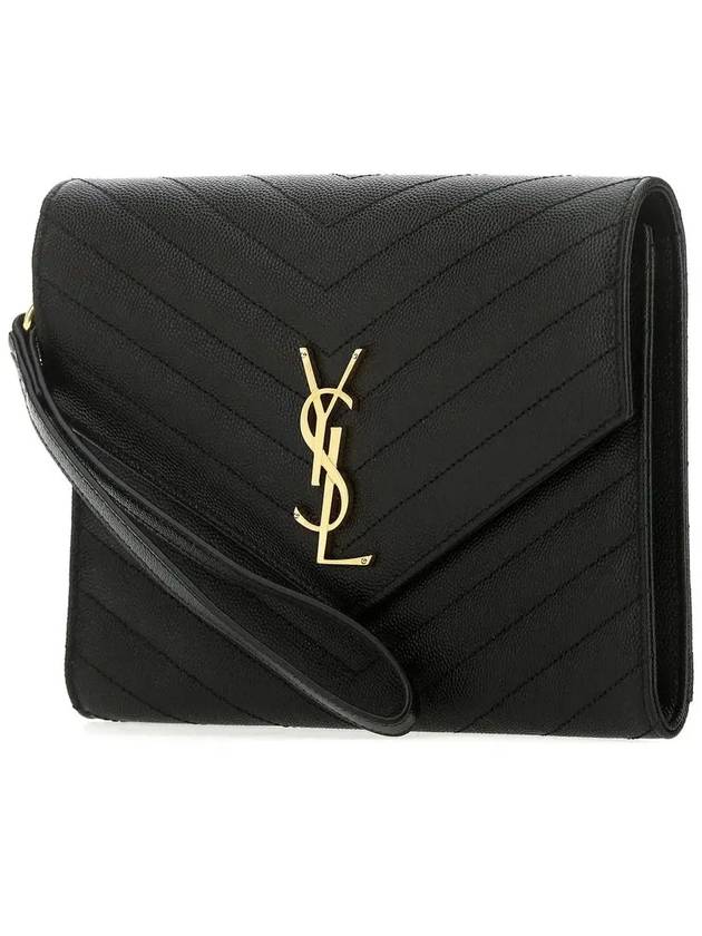 Grain De Poudre Cassandre Clutch Bag Black - SAINT LAURENT - BALAAN 5