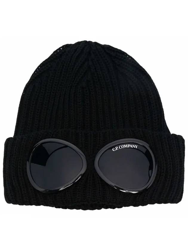 Extra Fine Merino Wool Goggle Beanie Black - CP COMPANY - BALAAN 2