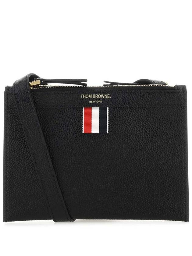 Document Holder Pebble Grain Leather Mini Cross Bag Black - THOM BROWNE - BALAAN 2