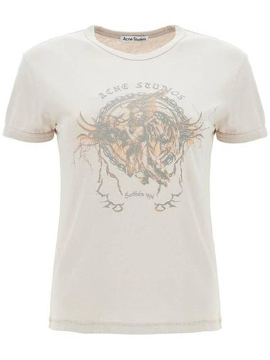 Printed Short Sleeve T-Shirt Faded Grey - ACNE STUDIOS - BALAAN 1