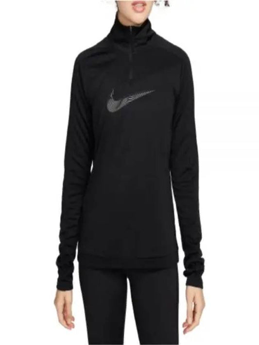 Nike Dri-FIT Swoosh Long Sleeve T-Shirt Black - NIKE - BALAAN 2