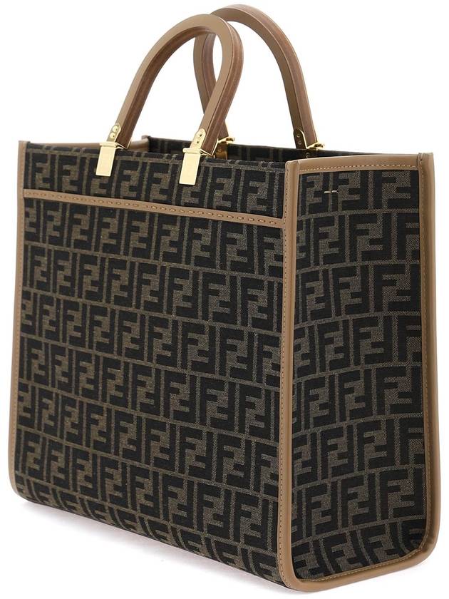 Sunshine Medium FF Jacquard Tote Bag Brown - FENDI - BALAAN 3