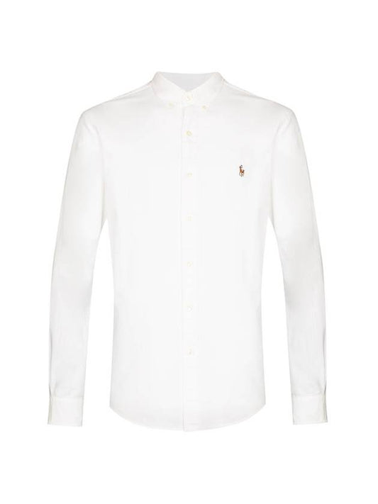 Men's Pony Embroidery Slim Fit Long Sleeves Shirt White - POLO RALPH LAUREN - BALAAN.