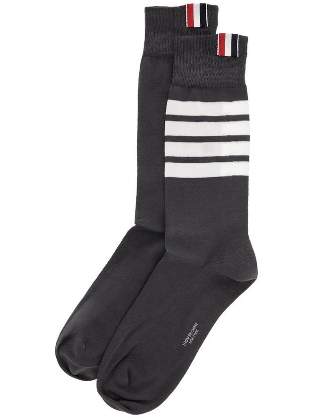 4 Bar Stripe Socks Dark Grey - THOM BROWNE - BALAAN 3