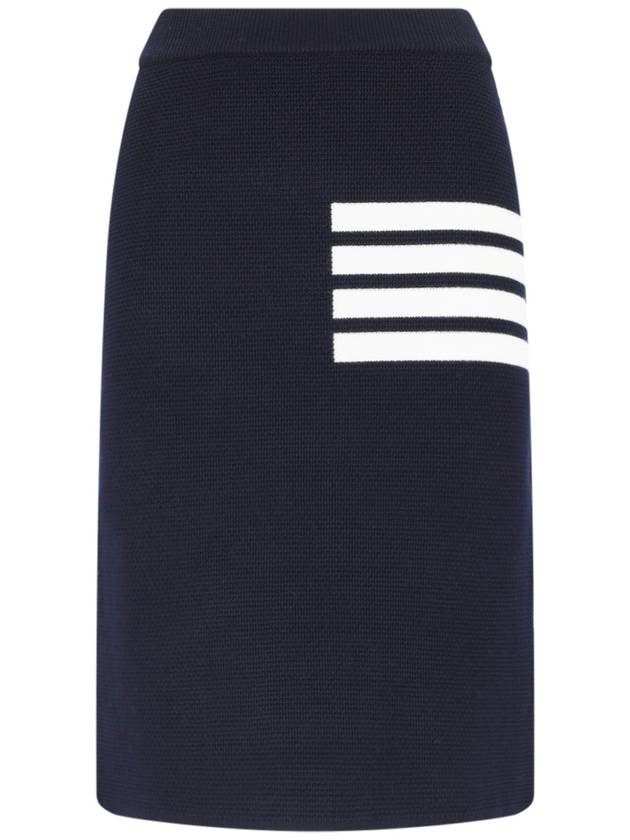 Women's Fine Merino Wool 4 Bar Stitch Pencil Skirt Navy - THOM BROWNE - BALAAN 2