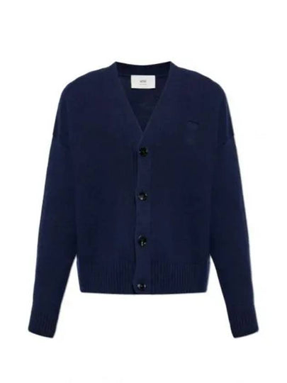 De Coeur V-Neck Cardigan Navy - AMI - BALAAN 2