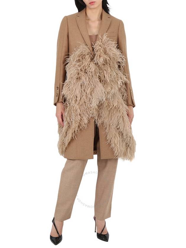 Burberry Camel Hair Feather Detail Single-breasted Tailored Coat, Brand Size 4 (US Size 2) - BURBERRY - BALAAN 1