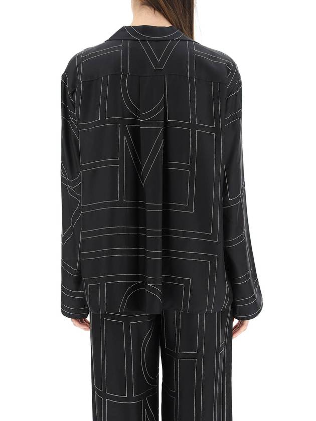 Monogram Silk Twill Pyjamas Shirt Black - TOTEME - BALAAN 4