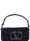 Toile Iconographe V Logo Cotton Shoulder Bag Black - VALENTINO - BALAAN 8