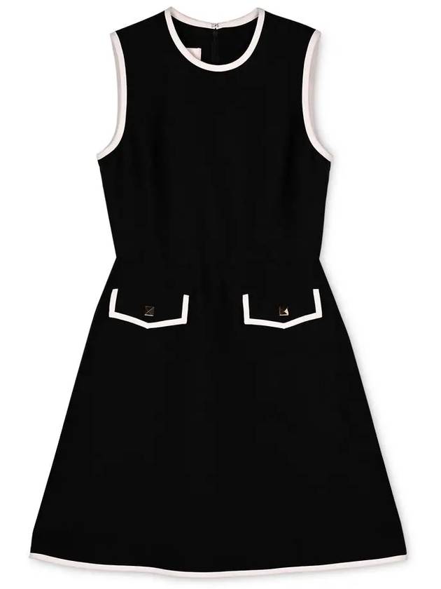 Women's Crepe Couture Stud Midi Dress Black - VALENTINO - BALAAN 2