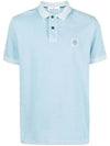 Men's Logo Patch Short Sleeve Polo Shirt Sky Blue - STONE ISLAND - BALAAN 1