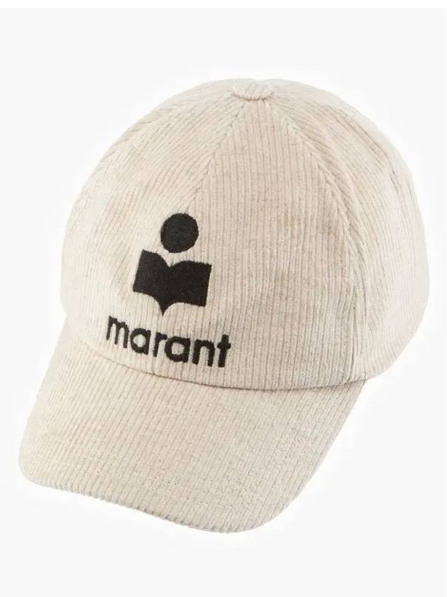 Tyron Logo Corduroy Ball Cap Beige - ISABEL MARANT - BALAAN 4