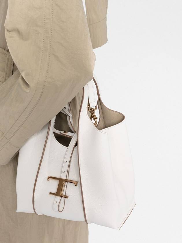 T Timeless Leather Shopping Mini Tote Bag White - TOD'S - BALAAN 4