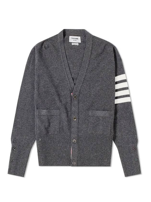 Men's Diagonal Classic Cashmere Cardigan Mid Grey - THOM BROWNE - BALAAN 1