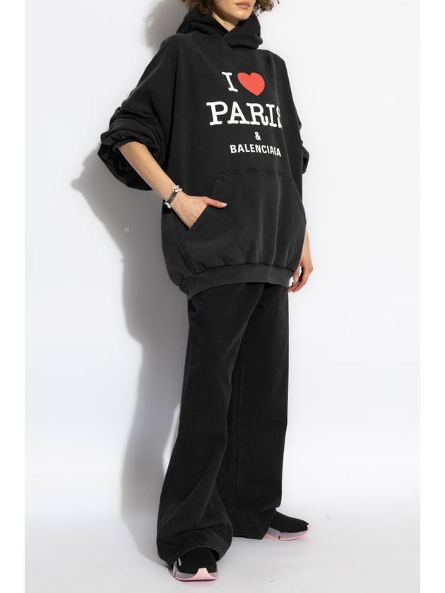 I Love Paris Large Fit Hoodie Black - BALENCIAGA - BALAAN 11