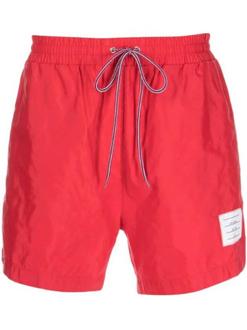 Men's Drawstring Waist Swim Shorts Red - THOM BROWNE - BALAAN 1