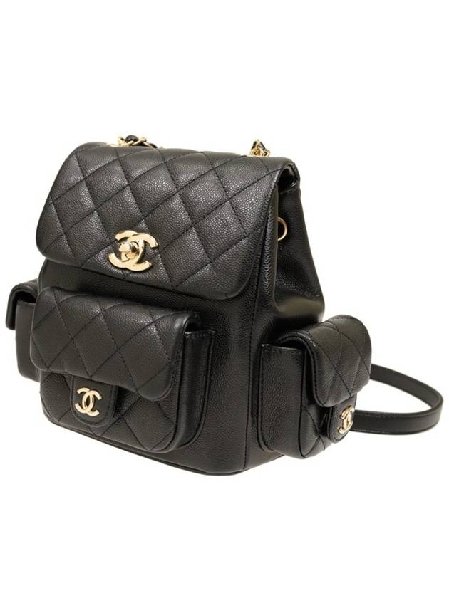 Duma Caviar Backpack Three Pocket Small Black Champagne Gold AS4399 - CHANEL - BALAAN 5