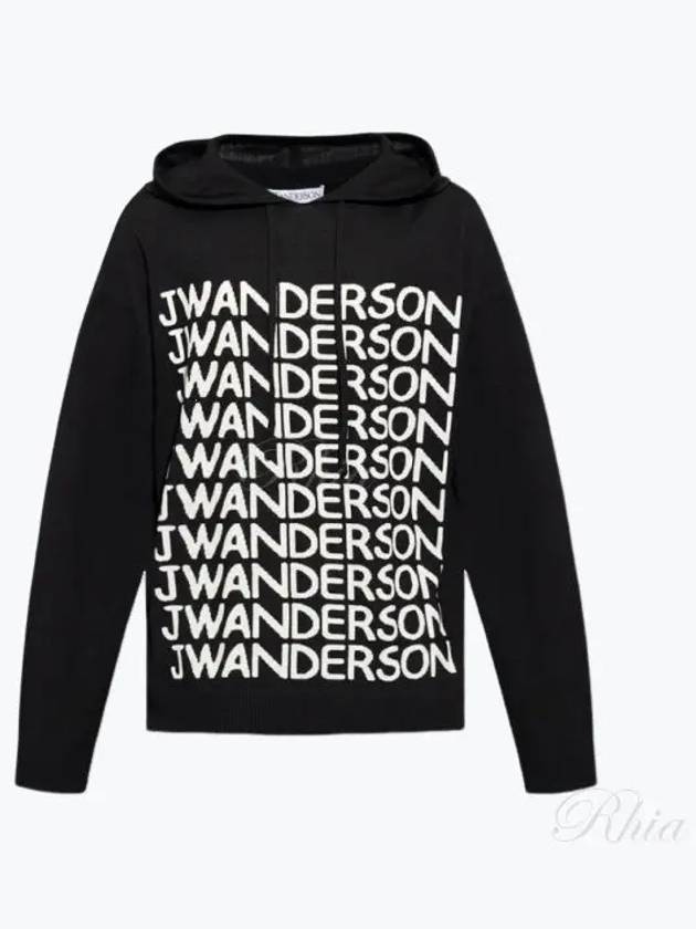 Intarsia Logo Wool Hoodie Black - JW ANDERSON - BALAAN 2