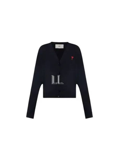 Heart Logo Wool Cardigan Navy - AMI - BALAAN 2